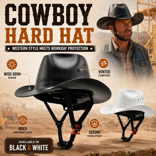 Western Cowboy Hard Hat with Chin Strap