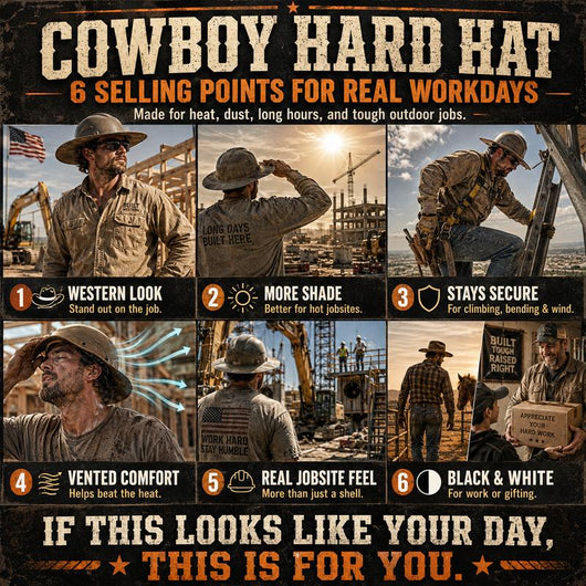 Western Cowboy Hard Hat with Chin Strap