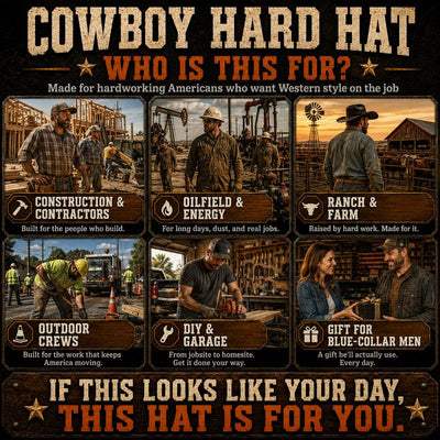 Western Cowboy Hard Hat with Chin Strap