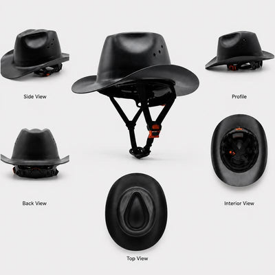Western Cowboy Hard Hat with Chin Strap