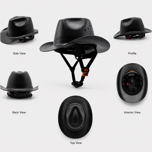 Western Cowboy Hard Hat with Chin Strap