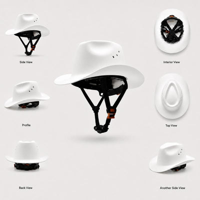 Western Cowboy Hard Hat with Chin Strap