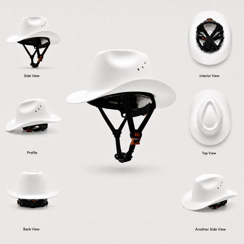Western Cowboy Hard Hat with Chin Strap
